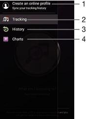 Muziek herkennen met TrackID -technologie 1 Tik in uw Startscherm op. 2 Zoek naar en tik op TrackID en houd het apparaat dicht bij de muziekbron. 3 Tik op.