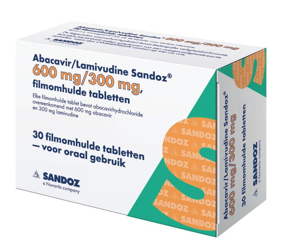 INTRODUCTIES 3 Uitgelicht Nieuw in het HIV assortiment: Abacavir/Lamivudine Sandoz 600 mg/300 mg, filmomhulde voor oraal gebruik Sandoz breidt haar HIV portfolio verder uit en introduceert: