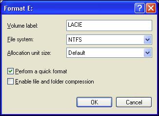 Optioneel formatteren en partitioneren Gebruikershandleiding pagina 30 4. In het venster Format (Formatteren): a.