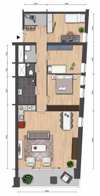 13 en 10 m 2 ) Type B Type B is een grote woning van meer dan 100 m 2 met een ruime en lichte woonkamer en drie slaapkamers.