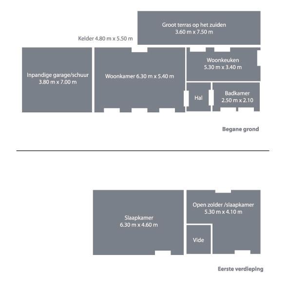 Plattegrond Kenmerken: Woonoppervlakte: totaal ca. 120 m2. Terrasoppervlakte: ca. 8 m bij 3,5 m. Buitenvoorziening: schuur, carport, voor en achtertuin, terras, tuinset, ligstoelen, parasol.