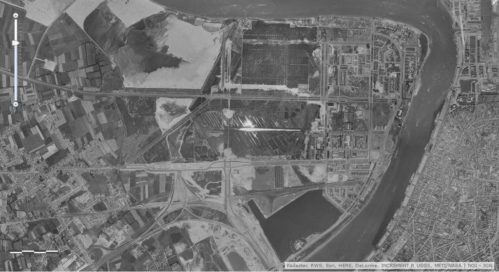 0.6km figuur 8 Orthogonale foto van Linkeroever van 1969 met aanduiding van het totale plangebied