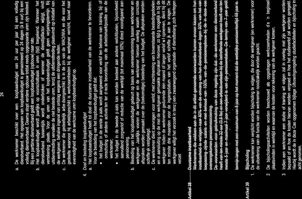 24 a. De werknemer beschikt over een Ioopbaanbudget van 24 uur per jaar bij een volledig dienstverband.