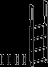 FLEXA White bedonderdelen Stapelbedden Tussenstukken en rechte ladder voor Stapelbed, met antisliptreden en geïntegreerde grepen.