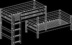 Classic verhoogde half hoogslaper met schuine ladder met geïntegreerde grepen.