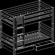 90-10318-11-01 Terra 845 H:154 L:200 W:163 H:154 L:210 W:163 Classic stapelbed met rechte ladder en 2 lades.