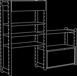 FLEXA Shelfie opbergsysteem Combi collectie Combi 1 - Midi met 3 planken en organiserdoos in combinatie met Mini met 1 plank en kastje.