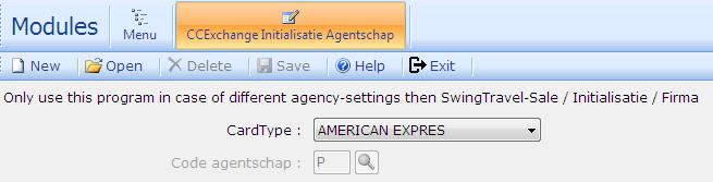 SwingTravel-verkoop Dossier Credit Card Exchange Special agency settings Deze module wordt gebruikt indien er verschillende