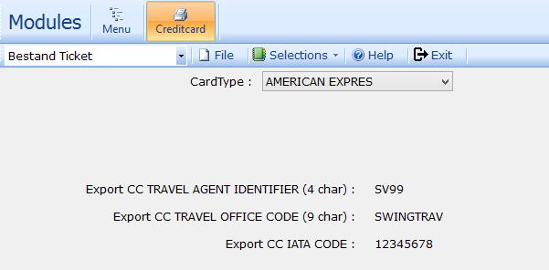 SwingTravel-verkoop Dossier Credit Card Exchange Rapporten Via deze module kan men een file voorbereiden met kredietkaartbetalingen, die op hun beurt naar de desbetreffende instantie gestuurd worden.