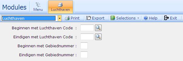 SwingTravel-Verkoop Algemeen Luchthaven Rapporten In deze module kan men een lijst trekken van alle bestaande luchthavencodes.