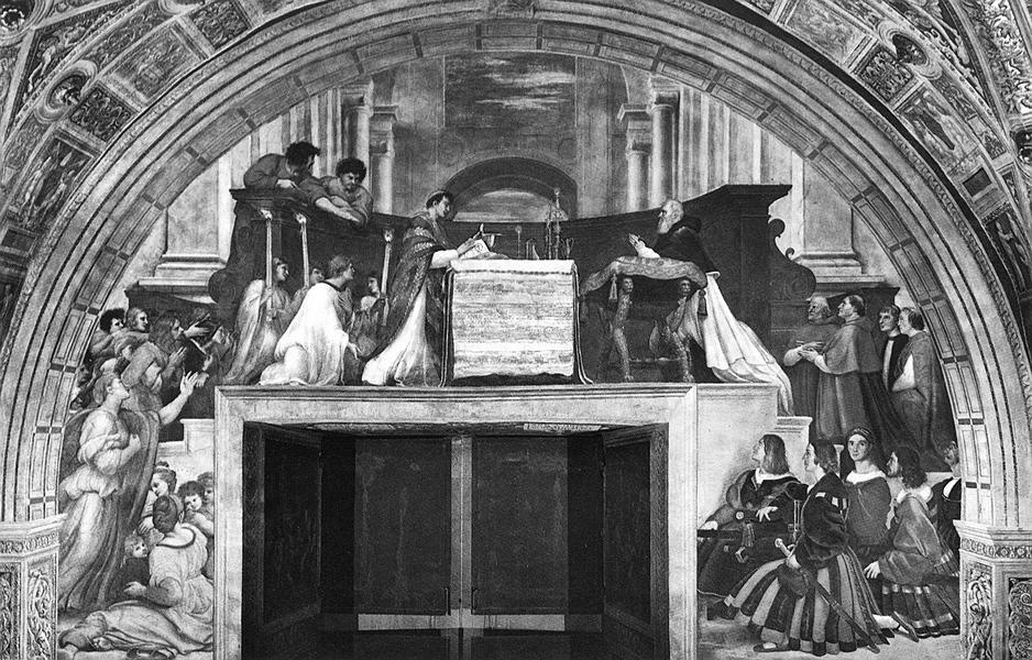 Mirakel van Bolsena (1263) Mis van Bolsena waar druppels bloed uit de hostie druppelen tijdens de konsekratie Reakties van Urbanus IV die in Orvieto verblijft instelling van het feest van Corpus