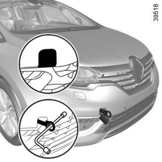 Het sleepoog mag alleen gebruikt worden om de auto mee te slepen: het mag in geen geval gebruikt worden om de auto direct of indirect aan op te hijsen.