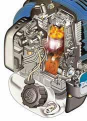 TUIN- EN BOSBOUWGEREEDSCHAP Betrouwbare en milieuvriendelijke Makita 4-takt motoren De 4-takt motoren van Makita bieden volgende voordelen: Uitstekende prestaties, compact