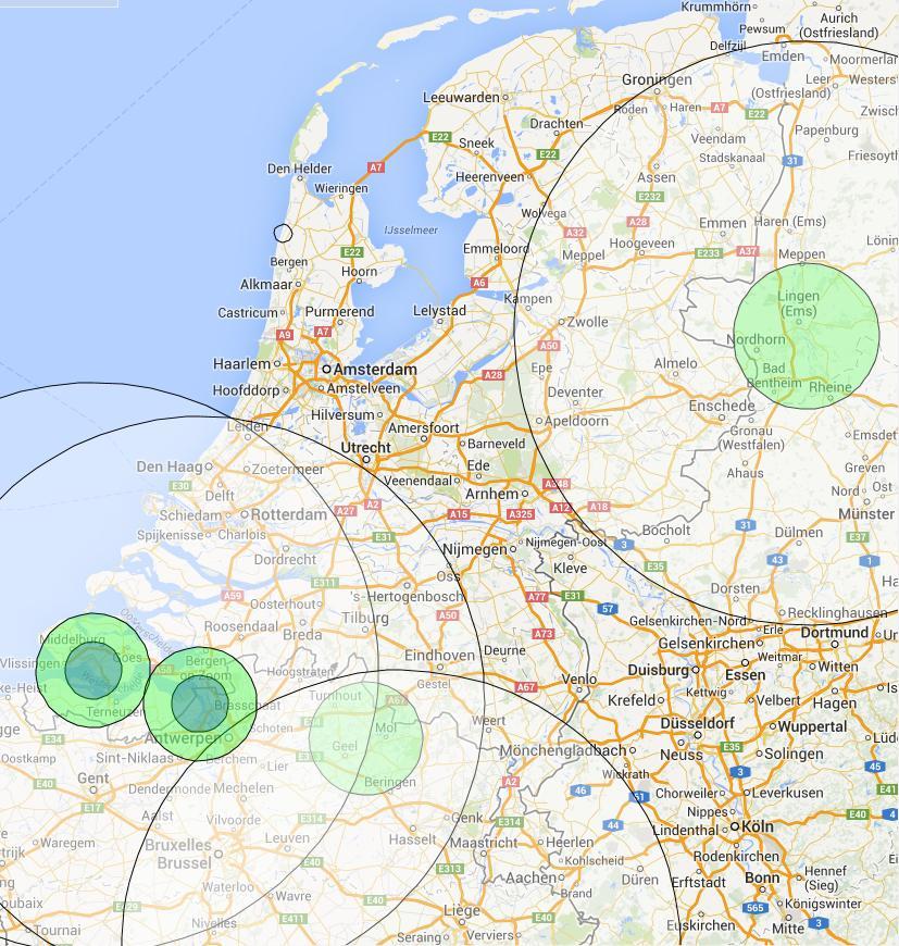 Afhankelijk van de grootte van een kerncentrale en het aantal reactoren dat bij een kerncentrale aanwezig is, zijn de eerste en tweede zones in Nederland rondom kerncentrales als volgt ingedeeld: