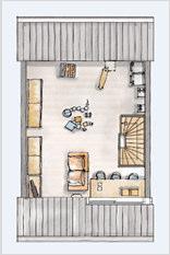 Tweede verdieping bij toepassing Woonsfeer Praktisch 3 (tekening V-443) - open zolderruimte - voldoende bergruimte achter het knieschot