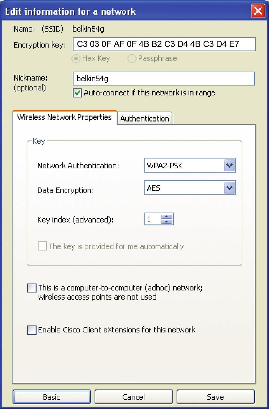 De Wireless Network Utility van Belkin gebruiken WPA-PSK (zonder server) Kies deze instelling als het netwerk geen radiusserver gebruikt.