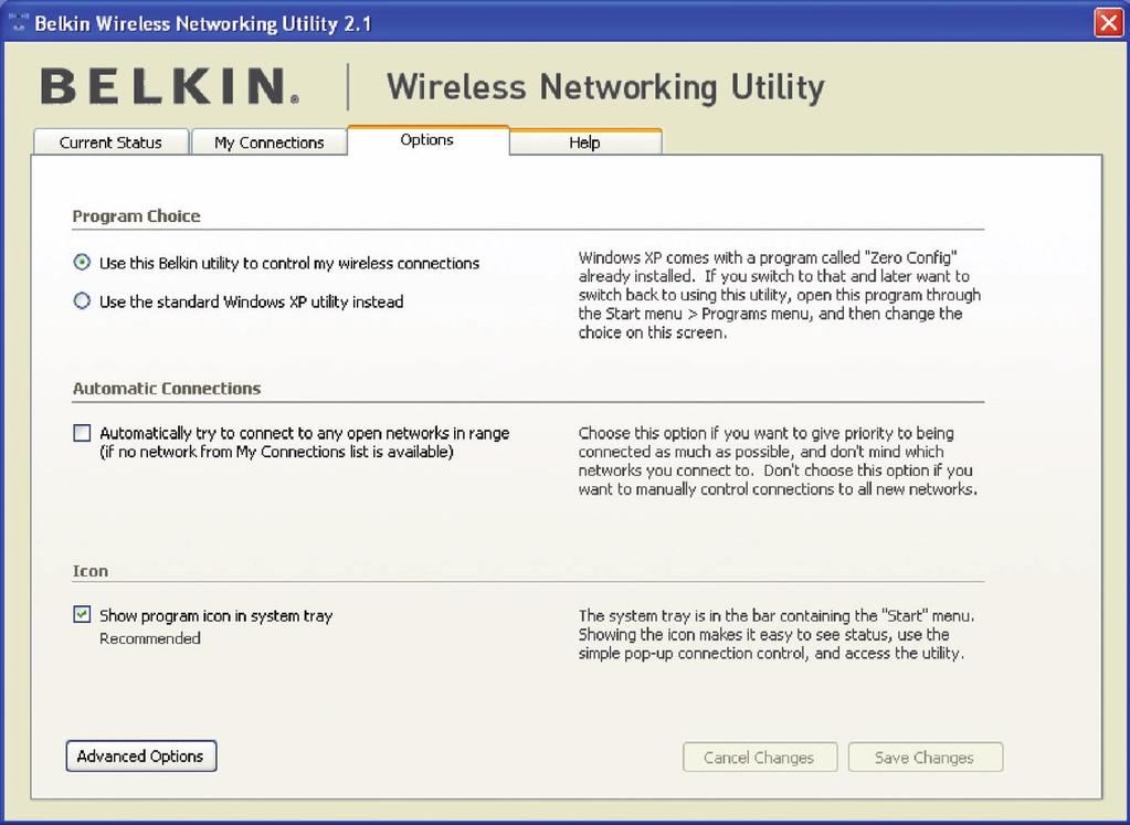 De Wireless Network Utility van Belkin gebruiken 3. Klik op Save (Opslaan) om af te sluiten. Zorg er nu voor dat alle cliënten (netwerkkaarten) op deze manier zijn ingesteld.
