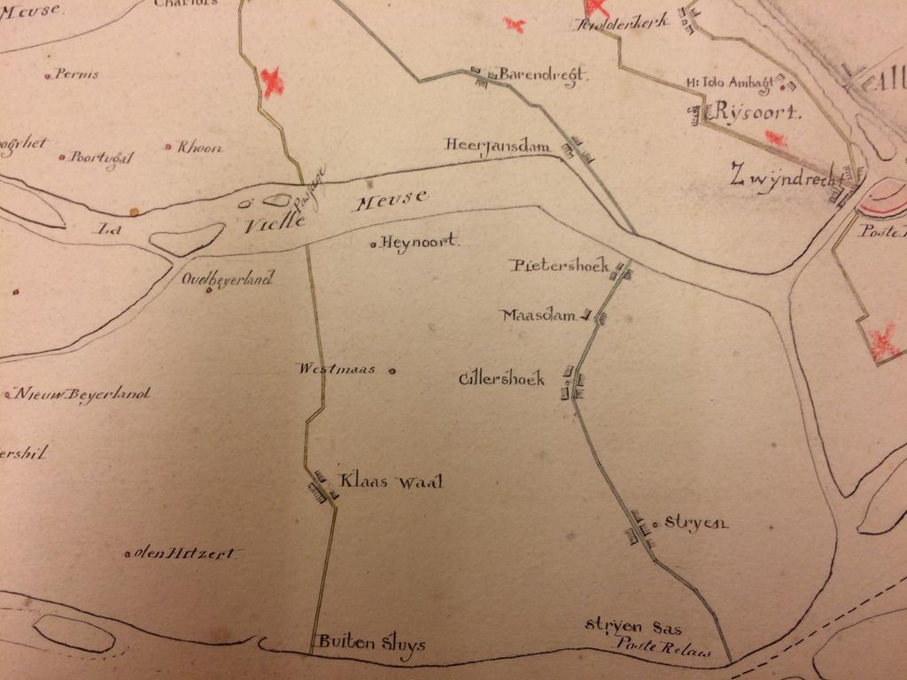 Afbeelding 4: Schets ( Esquisse ) voor het traject Strijen- Sas naar Puttershoek 1810-1813 Nadat de Fransen zijn vertrokken komt de route Puttershoek Blaaksedijk Goidschalxoord tot