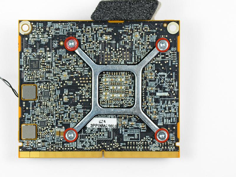 Stap 48 GPU kaart Verwijder de vier 6,5 mm T8 Torx-schroeven