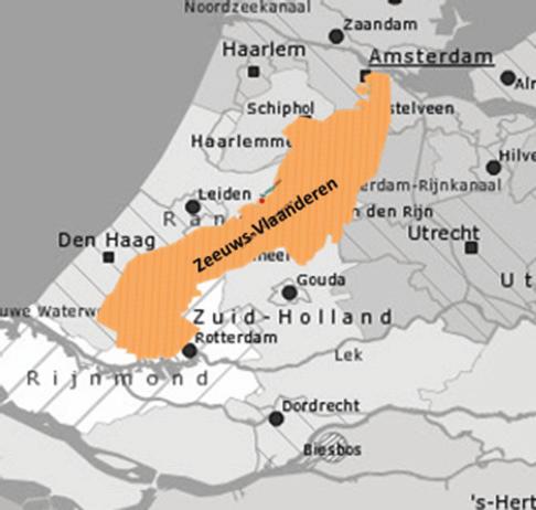 Figuur 1 Zeeuws-Vlaanderen geprojecteerd op de Randstad. Op basis van bovenstaande kenmerken van Zeeuws-Vlaanderen trekt de Taskforce twee conclusies: 1.