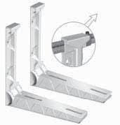 Eenvoudige en snelle montage. Les supports sont galvanisés et laqués en poudre. Boulons de fixation inclus. Montage rapide et simple. MAX. GEWICHT MAX. AFMETINGEN POIDS MAX. DIMENSIONS MAX.