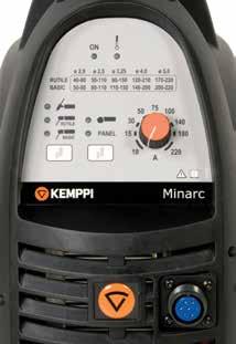 Technische specificaties Minarc 220 Aansluitspanning 3~, 50/60 Hz 400 V -20% +15% Opgenomen vermogen MMA 35% ID 220 A 100% ID 150 A Belastbaarheid bij 40 C MMA 35% ID 220 A / 28,8 V 60% ID 170 A /
