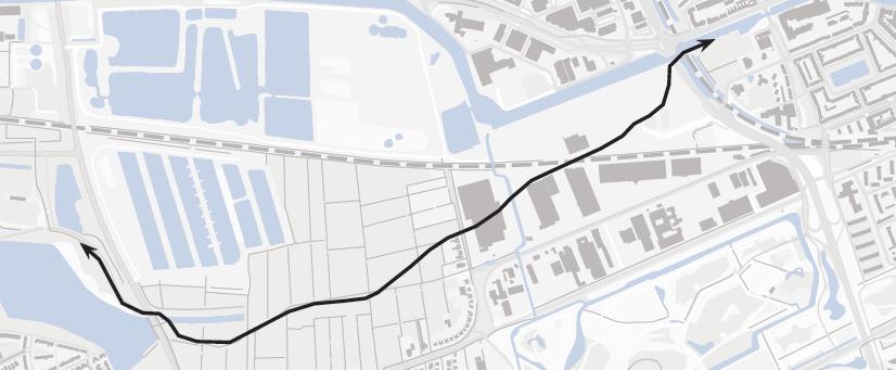 2 Volledige fietsverbinding van Voorterrein naar de Kreken/Hoogkerk Een van de belangrijkste hoofdstructuren binnen het totale gebied is het fietspad binnen de groene corridor.