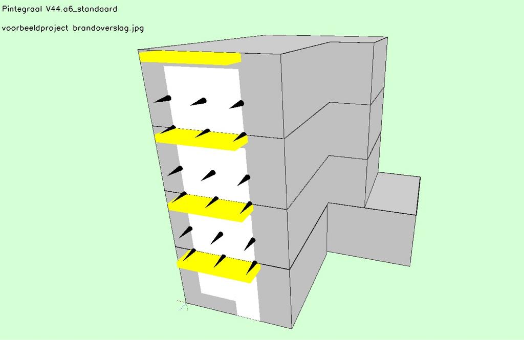 Figuur 1: Voorbeeld van een gebouw gemodelleerd in het rekenprogramma Pintegraal.