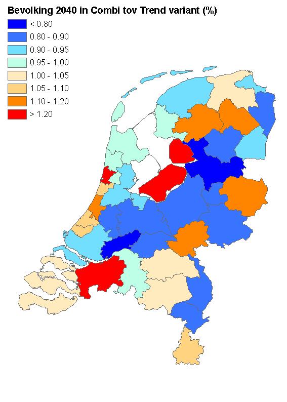 Significance, Bureau Louter, Stratelligence TIGRIS XL Nederland Later Figuur 4-3: Bevolkingsontwikkeling 2010-2040 in de combinatie kijkrichting, links: