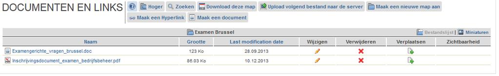 Ofwel gebruik je een link van een website ofwel gebruik je een bestand dat ook onder Documenten en links staat. Zo staat het document bij ons op de server.