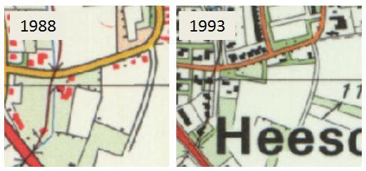 jaren 80 buiten de bebouwde kern van Heesch gelegen. Tot deze periode was ter plaats van de onderzoekslocatie bebouwing (vermoedelijk een woning) gelegen.