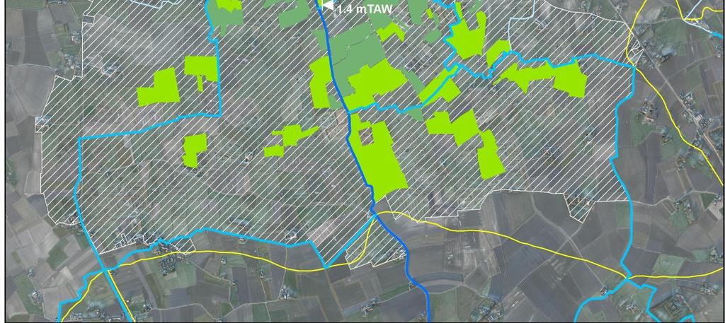 Het netwerk van sloten in de opstuwingzones maakt geen deel uit van de VHA. Het polderbestuur (Nieuwe polder van Blankenberge) hanteert een peil in de Blankenbergsevaart van 1.7 mtaw in de zomer en 1.