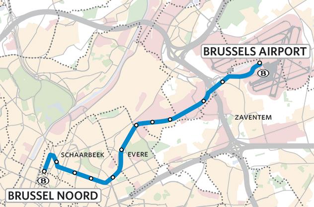 LUCHTHAVENTRAM Aansluiting op bestaand spoor: