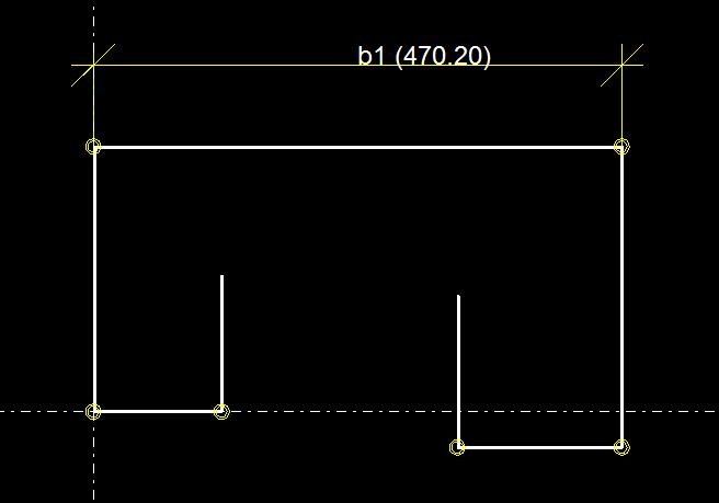 Voeg horizontale maatvoering toe 1. Klik op de icoon Horizontale maatvoering schetsen 2. Selecteer 2 punten om een horizontale afstand te maken en klik daarna de positie van de afstand aan.