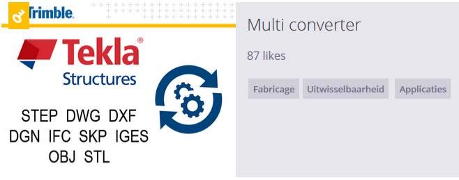 Tool Multi converter 1. Ga naar https://account.tekla.com en log in met uw Tekla account. 2. Zoek naar "multi converter", de volgende inhoud wordt gevonden: 3.