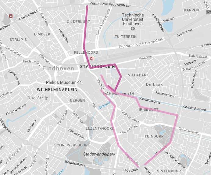 Ingaande routes +1m30 Ingaande route via Kanaalzone