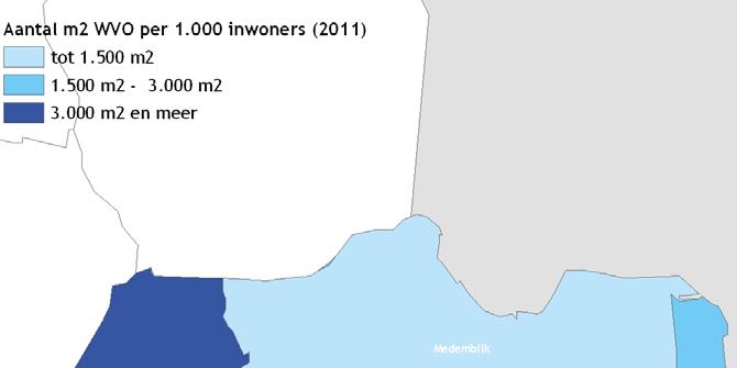 Aantal winkelmeters per inwoner hoog in Westfriesland In Westfriesland zijn er relatief veel winkelmeters per inwoner beschikbaar (1.774 m 2 WVO per 1.000 inwoners).