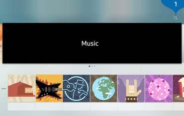 De Muziekservice gebruiken Dit is een muziekservice-app die nummers aanbeveelt. Muziek Muziek Prominent " Het menu van uw tv kan afwijken van de bovenstaande afbeelding, afhankelijk van het model.