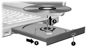 Optische schijf verwijderen (voeding beschikbaar) Als de computer wordt gebruikt met externe voeding of accuvoeding: 1. Zet de computer aan. 2.