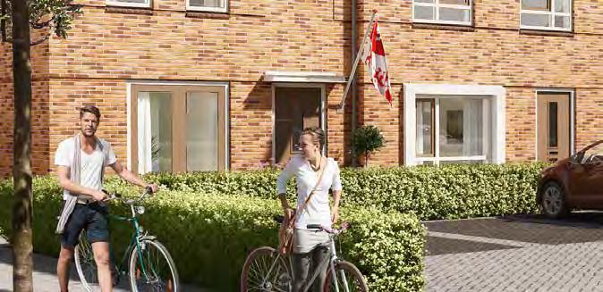 Type Prinsenhof De woningen type Prinsenhof zijn opgedeeld in twee blokken van vier geschakelde rijwoningen.