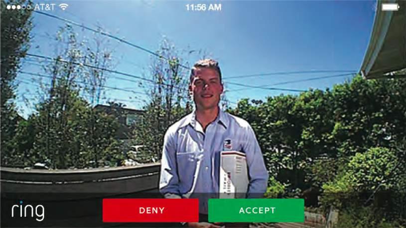 4 RING IN GEBRUIK NEMEN 4. HET BEANTWOORDEN VAN EEN OPROEP Wanneer de RING Video Doorbell App geïnstalleerd is, is het beantwoorden van een oproep heel gemakkelijk.