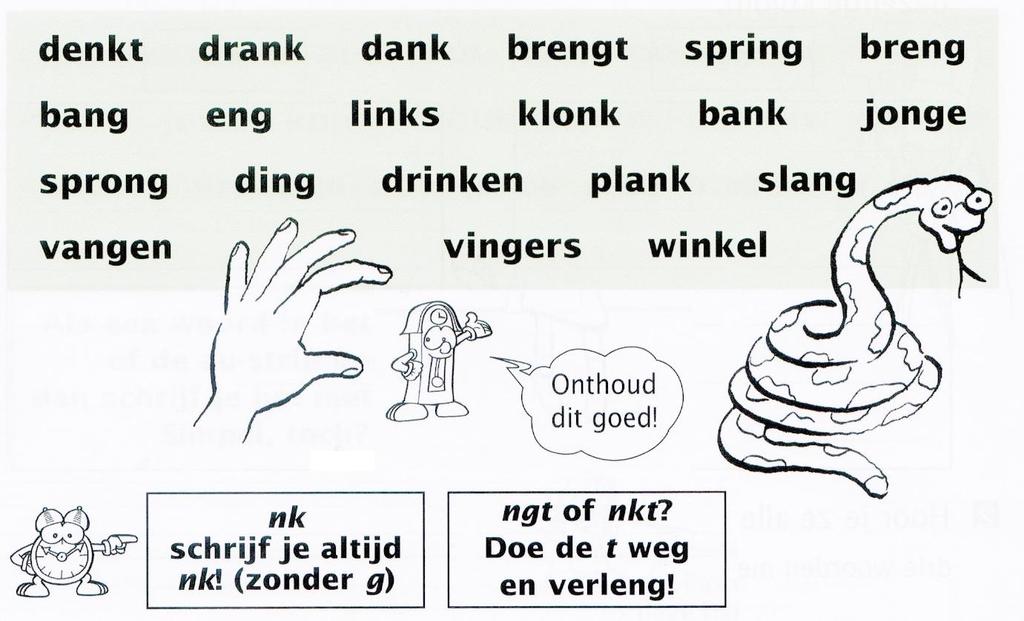 WOORDPAKKET 15 Ik schrijf een ng of ngt: woorden net als spring