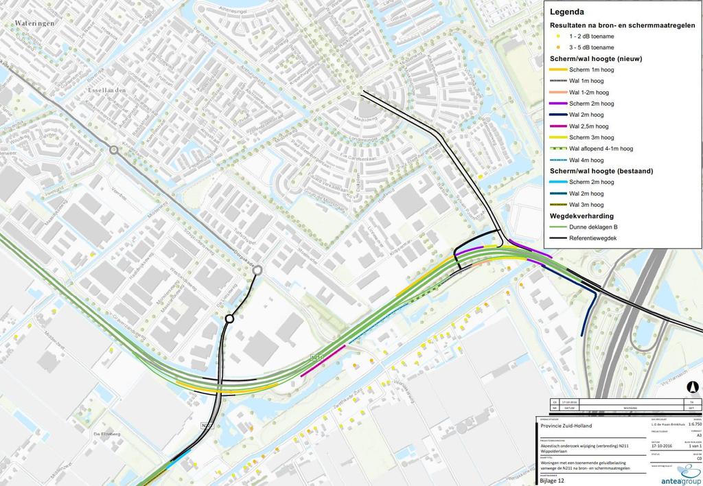 Figuur 4-4: Toename van geluidsbelasting na nemen van doelmatige maatregelen, plansituatie 2030.