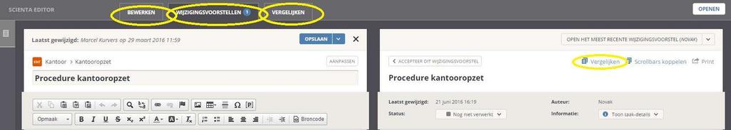 weergegeven zodra u het wijzigingsvoorstel heeft geopend.