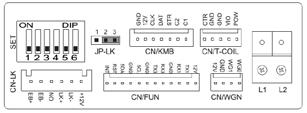 CN-LK +12V CN-LK LK- CN-LK LK+ CN-LK NO CN-LK E +/- 12 Vdc interne voeding voor slot Massa Gemeenschappelijke van de relaisuitgang Normaal Open contact van de relaisuitgang Externe drukknop voor