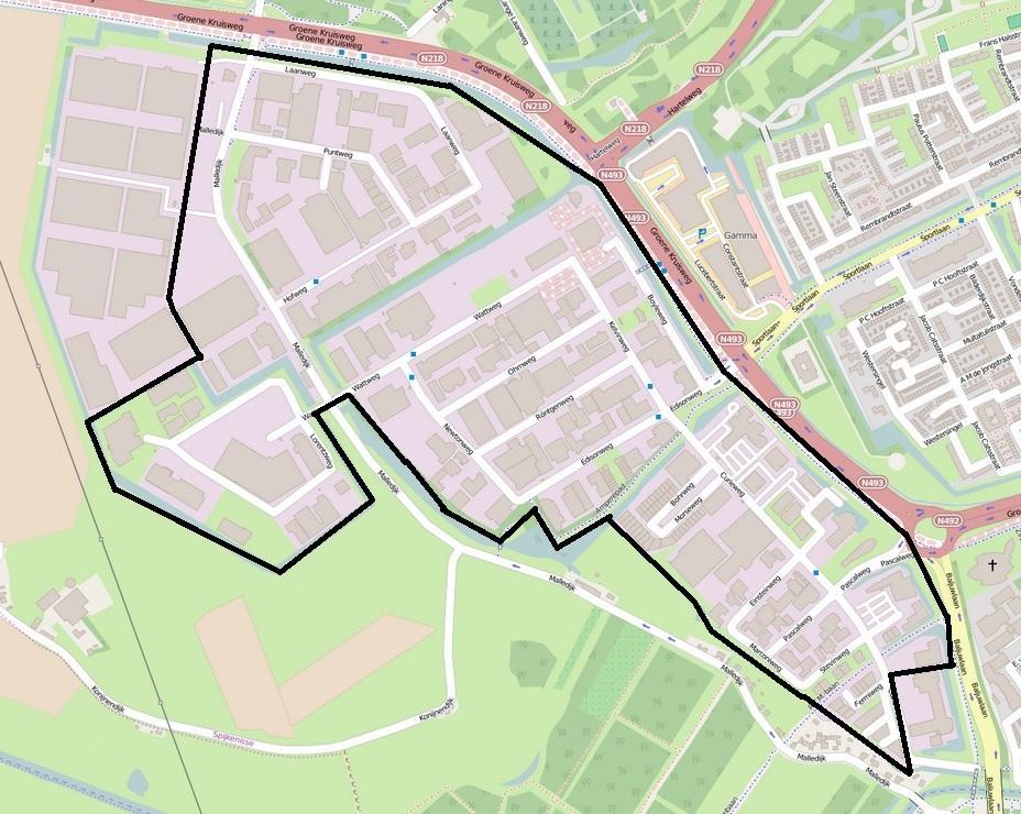 Gebiedsafbakening De bedrijven investeringszone (BIZ) betreft het volgende gebied: Toelichting op de gebiedsafbakening: Het Pro Delta terrein en de aanwezige school vallen niet binnen de BIZ.