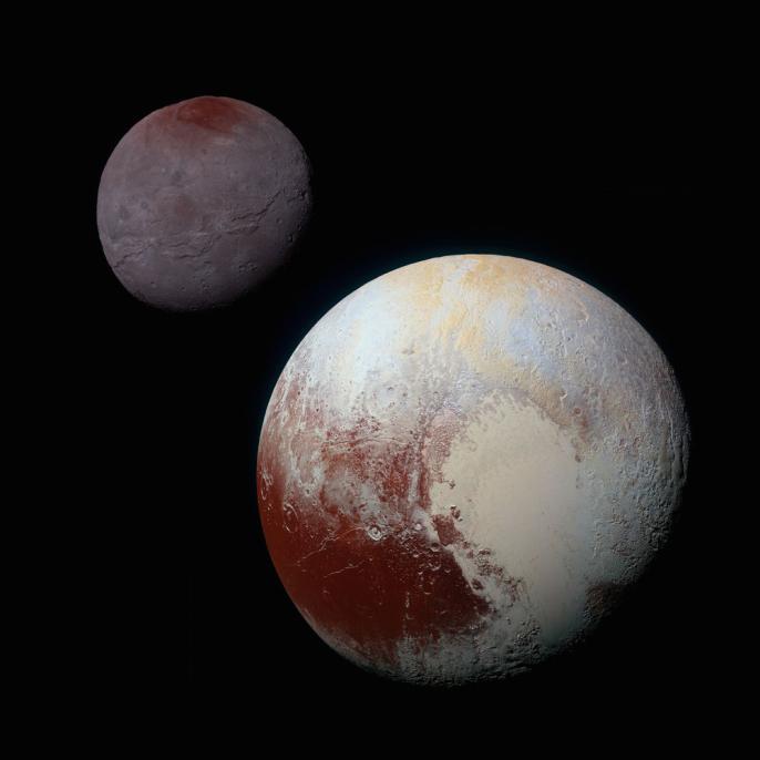 ZEER ZOUTE ONDERGRONDSE OCEAAN OP PLUTO Pluto en Charon Een ondergrondse oceaan op Pluto blijkt net zo zout te zijn als de Dode Zee tussen Jordanië en Israel.