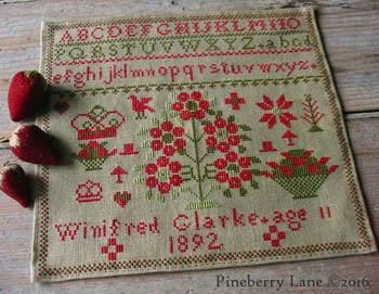 Net nieuw is Winifred Clarke uit 1892, dit lapje doet qua kleur heel veel denken aan Mary Edmonton die we al een tijdje in de winkel