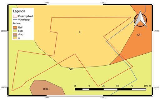 2. Bodemgesteldheid 2.1 Bodemeenheden Figuur 11: Overzicht van het bodemlandschap met aanduiding van het onderzoeksgebied. Het projectgebied ligt op lemig zand (S) en duinen (X) (fig. 9).