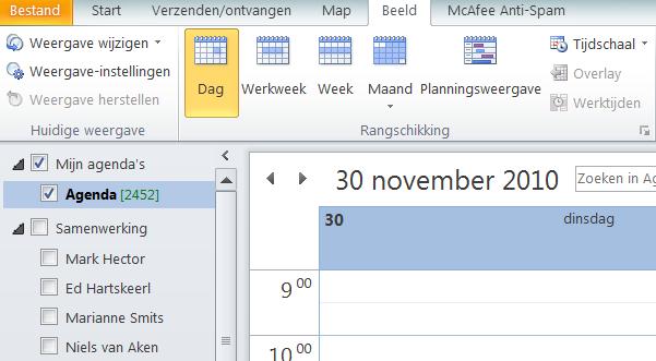 Meerdere agenda's weergeven Als u andere agenda's hebt die u kunt bekijken in Outlook, ziet u dat deze worden vermeld in het navigatiedeelvenster.